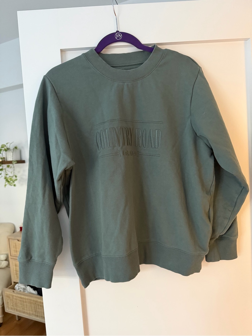 Country Road Sage Green Embossed Logo Crewneck Sweatshirt